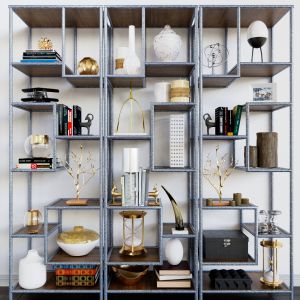 Rack With Decor, Books And Vases