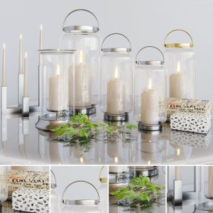 A Set Of Beautiful Candles And Candlesticks. Decor