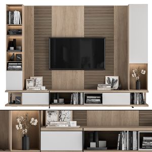 TV Wall White And Wood - Set 14