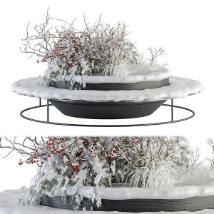 Urban Furniture Snowy Bench With Plants- Set 15