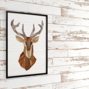 White Boards, Painting, Wall, Deer, Planks, Bars