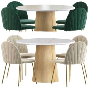 Dubai Dining Chair And Anton Round Marble Dining T