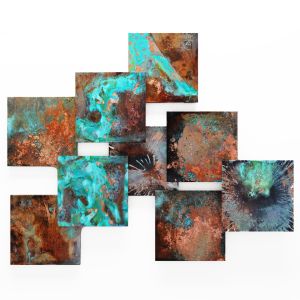 Copper Patina Wall Art, Abstraction, Panel