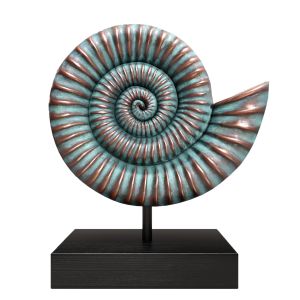 Nautilus Shell, Figurine, Patina, Copper, Ammonite