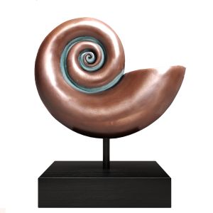 Nautilus Shell, Figurine, Patina, Copper, Ammonite