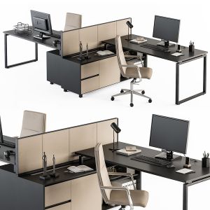 Office Furniture - Employee Set Cream And Black 38