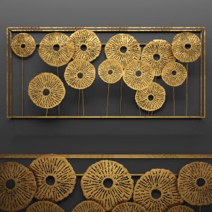 Wall Decor, Art, Metallic, Luxury, Gold, Flowers