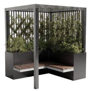 Landscape Furniture With Pergola And Roof Garden