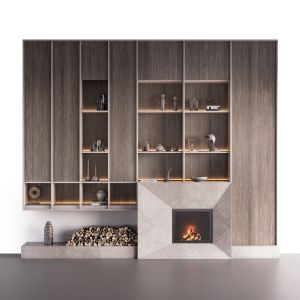 Fireplace With Shelves And Decor