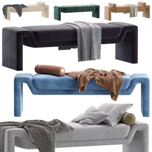 Perimeter Anthracite Velvet Bench By Cb2