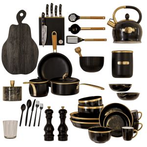 A Set Of Dishes, Pots And Teapots For The Kitchen