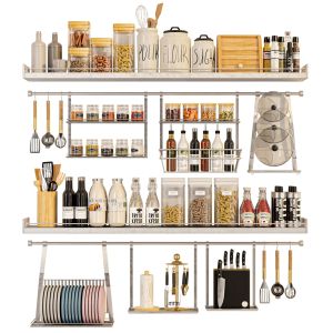 Large Rack With Dishes, Spices And Service For The