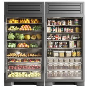 Showcase In A Supermarket With Fruits, Vegetables