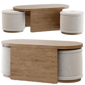 Union Oval Nesting Coffe Table With Stools