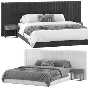 Striped Headboard Bed