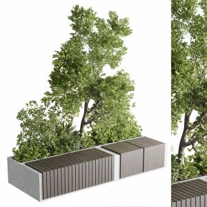 Urban Environment - Urban Furniture - Green Benche