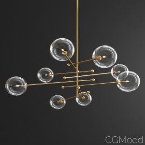 Glass Globe Mobile 8 Arm Chandelier - Gold