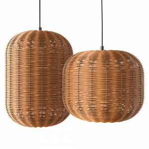 Rattan And Metal Ceiling Lamp