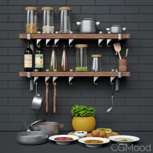 Kitchen Set Storage Racks Gsf701+cooking Pots