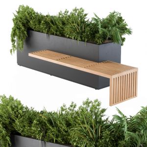 Urban Furniture Architecture Bench With Plants 03