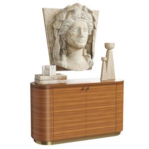 Ancient Woman Head Panel, Decor And Console Set