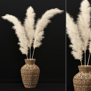 Dry Plants 07 - Dried Plantset Pampas Whit Wicker