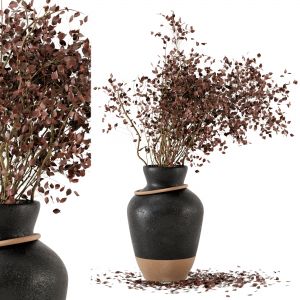 Indoor Dried Plants In  Concrete Pot - Set 15