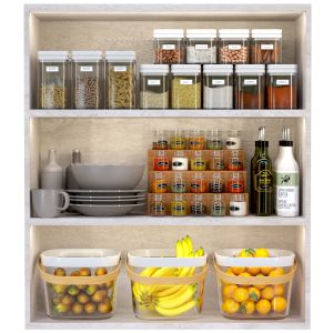 Rack With Fruits And Spices. Grocery