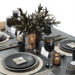 Table Setting In Dark Colors