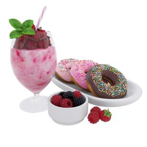 Raspberry Milkshake And Donuts