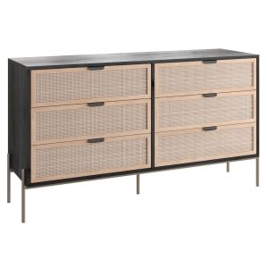 Lofted Rattan  Wood 6 Drawer Dresser