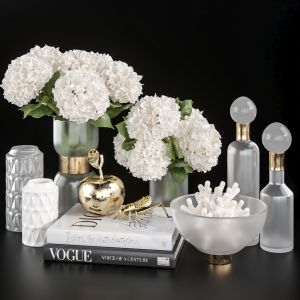 Decoration Set 32 Frozen Glass And Hydrangea