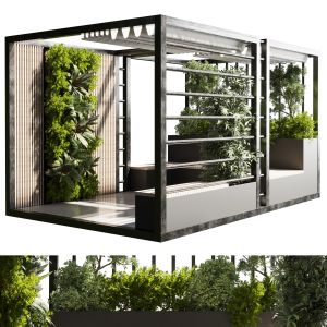 Landscape Furniture With Pergola And Roof Garden