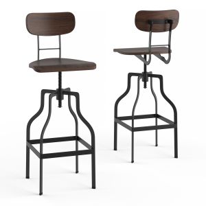 Retro Barstool Redezvousdeco Adjustable 66-85 Cm