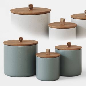 Pacifica Wood Top Stoneware Canister