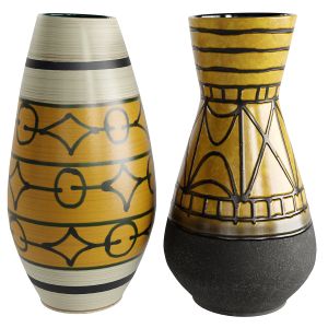 Set Of 2 Fat Lava Pottery Vases Heinz Siery