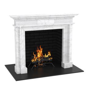 Custom Made White Marble Classic Fireplace Mantel