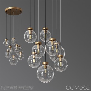 Quentin Glass Globe Brass Chandelier