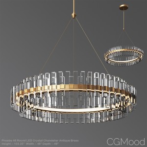 Phoebe 48 Round Led Crystal Chandelier Antique Bra