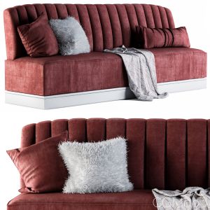 Red Sofa With Hairy Pillows