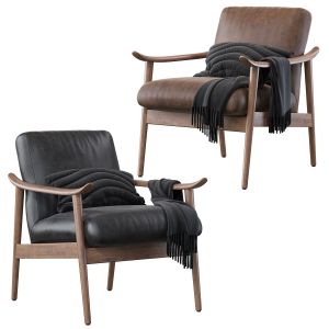 Mid-century Vegan Leather Show Wood Chair