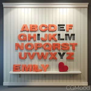 Wood Panel English Alphabet Pink