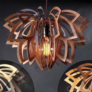 Lotus Wooden Chandelier Lamp (LI24)