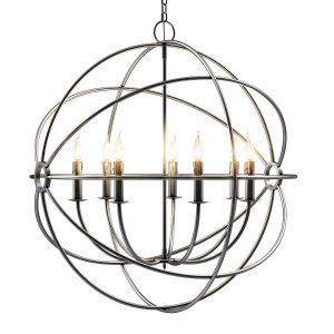 Foucault's Iron Orb Chandelier Rustic Iron Medium