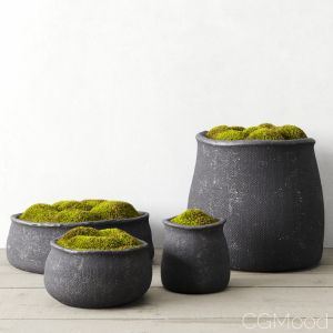 Crosshatch Concrete Vessel Collection With Moss