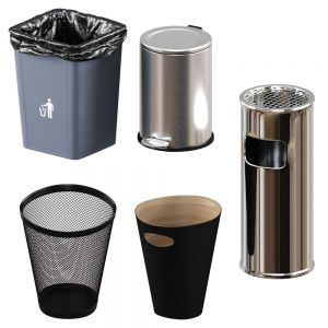 5 Trash Bin Low Poly