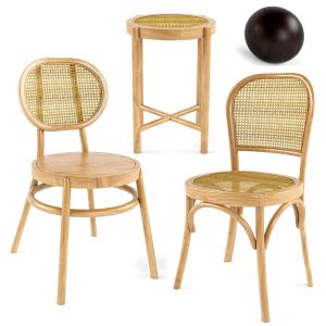 3 Samples Of Bodeco Wooden Rattan Chair