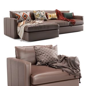 Crateandbarrel Leather Lounge Sofa and Chair with decor