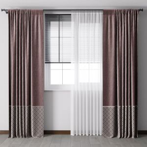 Red Curtain With Metal Curtain Rod Metal Blind 0