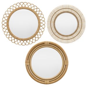 Rattan Mirror Set